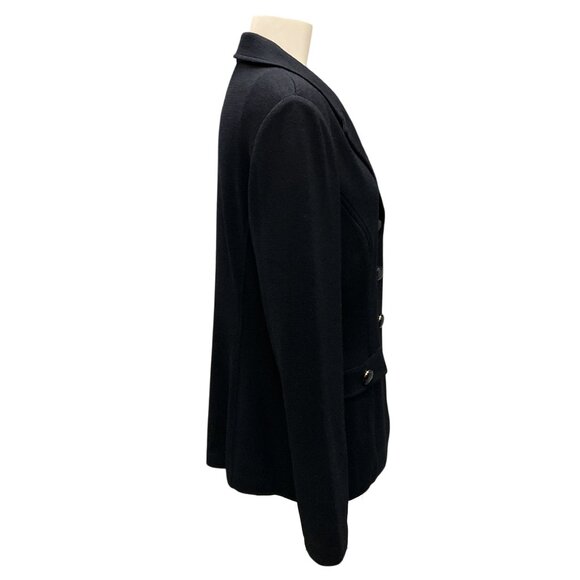 St. John Collection Navy Blue 2018 Button-Front Wool Knit Jacket - Picture 2 of 4